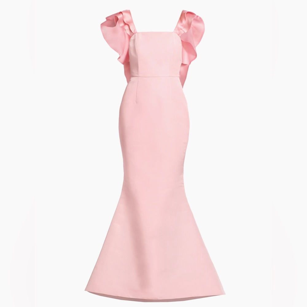 ALEXIA MARIA Amelie Silk Faille Mermaid Gown Light Pink Maxi Dress